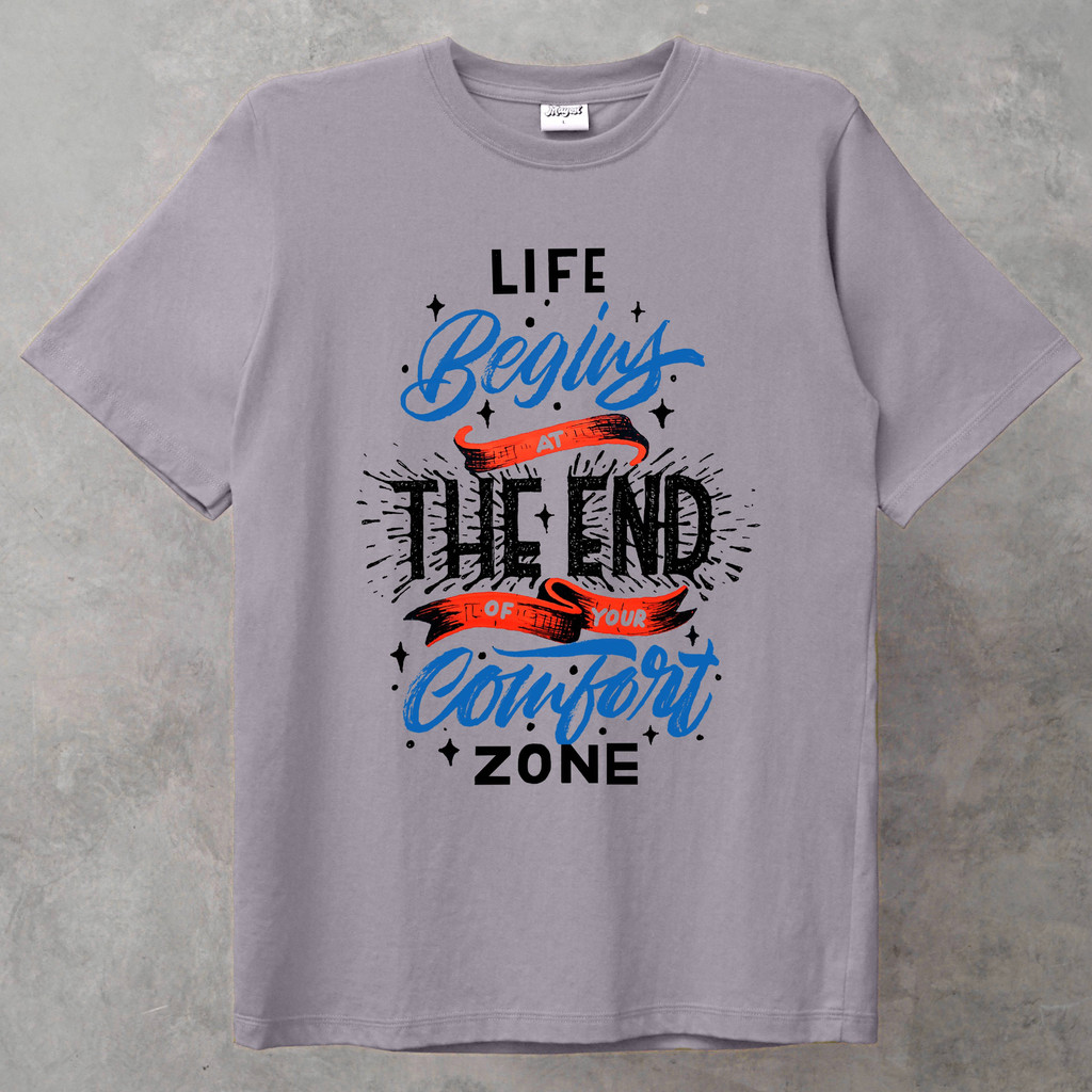Mayosi เสื้อยืด ลายคําคม Life begin at the end of comfort Zone