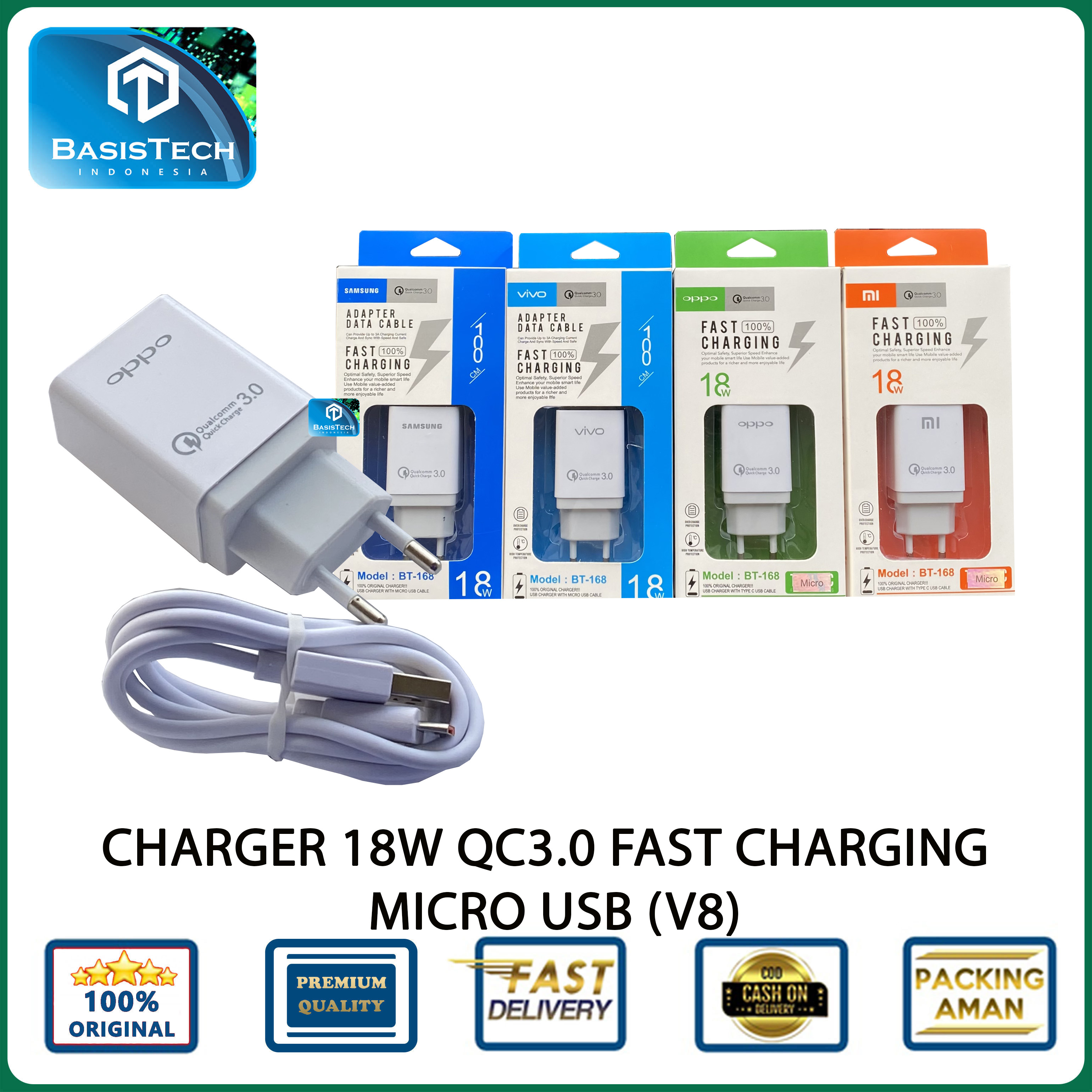 แท่นชาร์จ CASAN MICRO USB V8 18W 3.5A QC 3.0 SUPER FAST CHARGING BT1-168