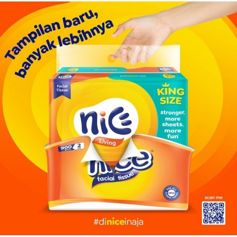 กระดาษเช็ดหน้า Nice 900gr 2ply กระดาษเช็ดหน้า Nice King Size เนื้อเยื่อ Nice King ขนาด 900gr กล่องกร