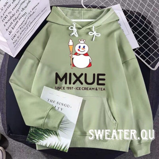 เสื้อกันหนาว มีฮู้ด ลาย MIXUE ICE CREAM &amp; TEA สําหรับเด็กผู้หญิง | เสื้อแจ็กเก็ต แบบนิ่ม สีมิ้นท์ สําหรับเด็ก ไซซ์ S M และ L (เสื้อแจ็กเก็ต DTF)