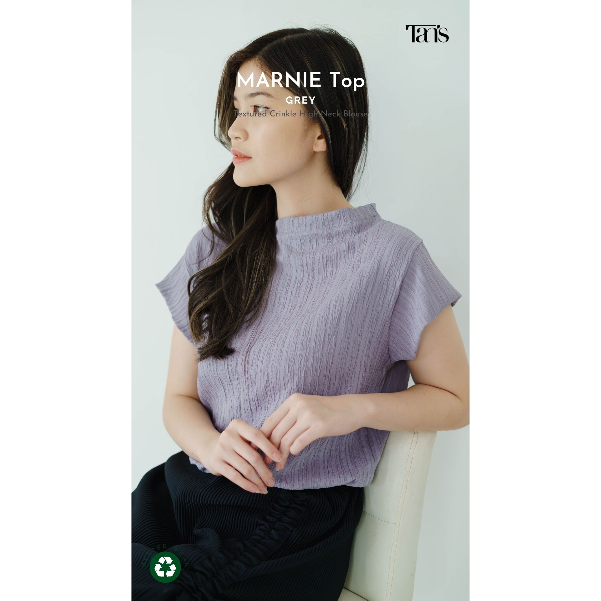 เสื้อเบลาส์คอสูง MARNIE Crinkle