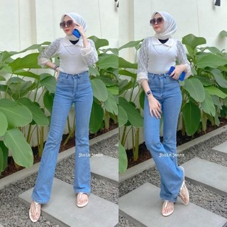 HW Cutbray Jeans Wanita - Celana Cutbray Strecht Kekinian - Cutbray Flared- Streetch Premium Quality