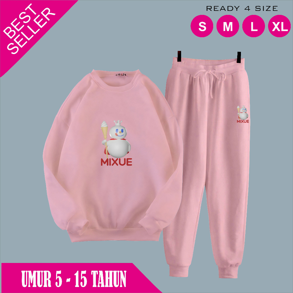 The Mixue ชุดสเวตเตอร์คอกลมเด็ก 5-15 ปี