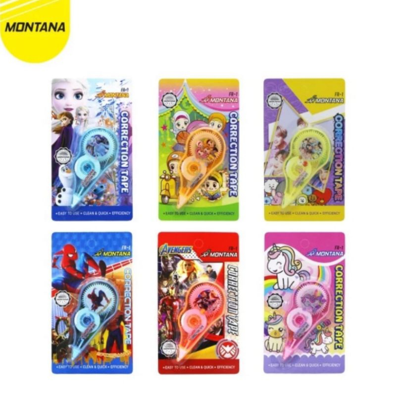 เทปลบคําผิด 12M x 5mm character สําหรับเด็ก / Tip ex paper 12M x 5mm montana FR-1 character / เทปลบค