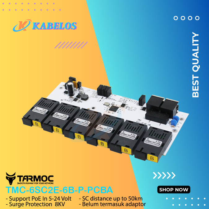 Tarmoc TMC-6SC2E-6B-P-PCBA | Media Converter 6 FO 2 LAN 10/100 POE IN 5-24V