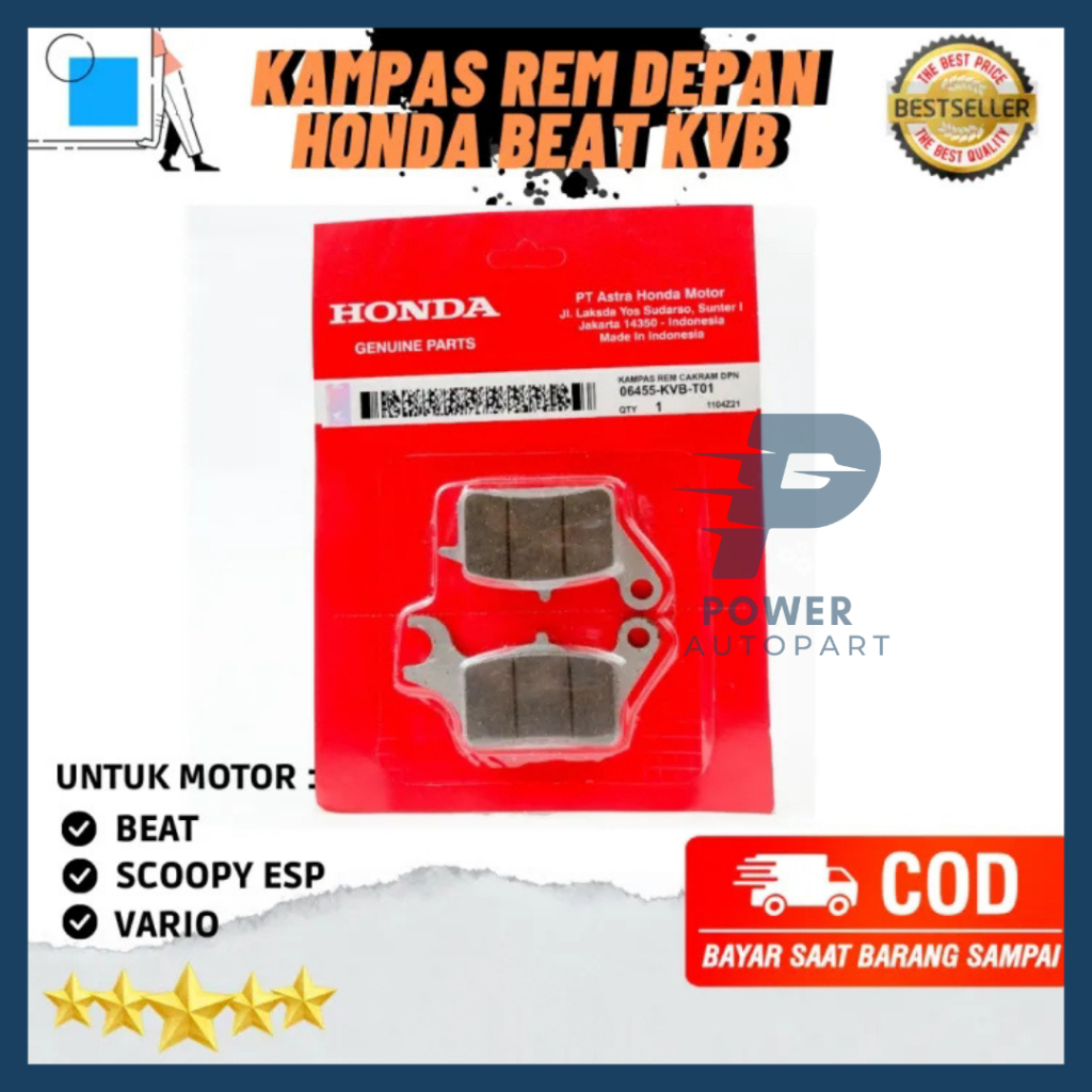 ORIGINAL ผ้าเบรคหน้าสําหรับ BEAT, BEAT FI, VARIO 110, VARIO 125, VARIO 125 LED, VARIO 150 - QM / KVY