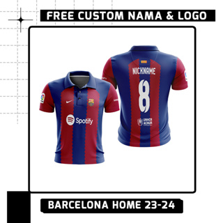 เสื้อโปโลแขนสั้น ลายทีมชาติฟุตบอล Barcelona 2023-2024