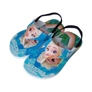รองเท้าแตะ แต่งสายคล้อง ลาย Frozen Elsa สําหรับเด็กผู้หญิง