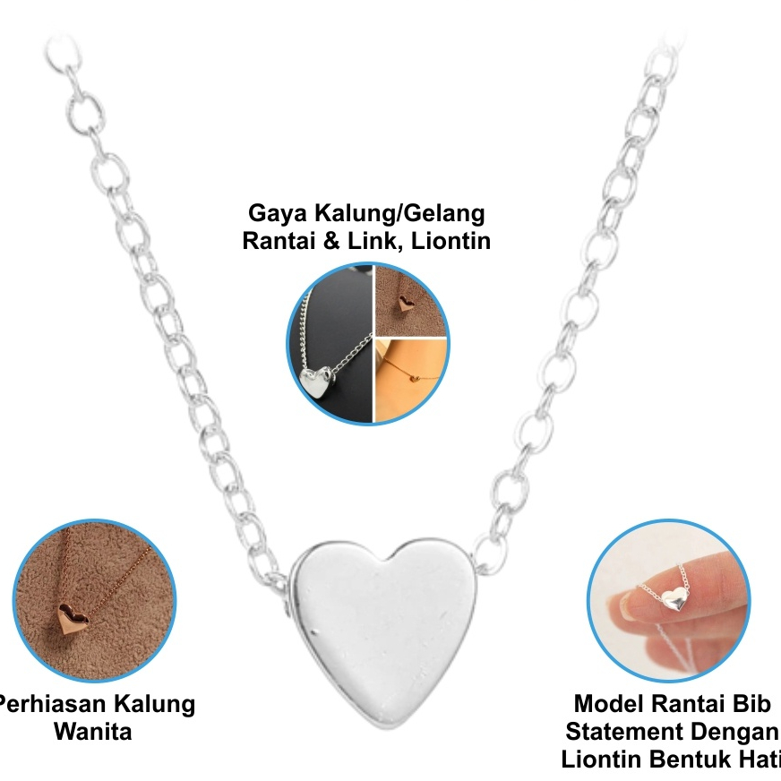 Harmony H58 สร้อยคอผู้หญิงเครื่องประดับ Bib Statement Chain รุ่นจี้หัวใจ B15