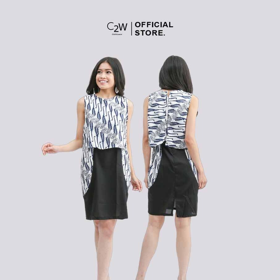 C2W Clothtowear Layer Dress สําหรับผู้หญิงทุกขนาดซาตินเสื้อผ้าผู้หญิงแฟชั่น 968-PRG