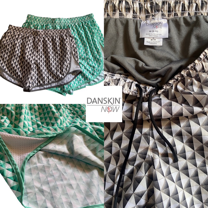 Danskin Now Black Green Diamond Running Short | กางเกงกีฬาขาสั้นผู้หญิง& 39;s