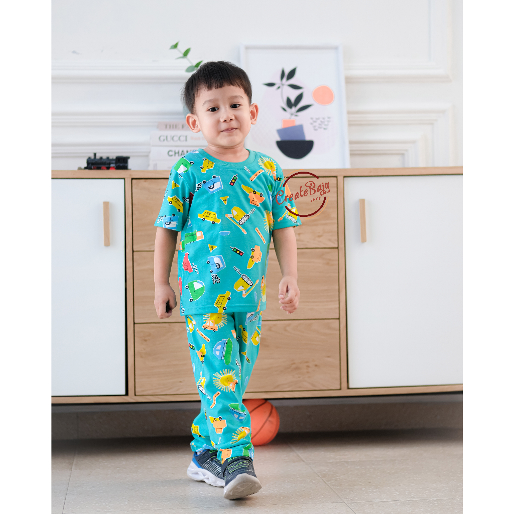 CP BOYS SUITS 1-7 ปี CARS MATAHARI SHORT-SLEEVED CHILDRENS SLEEPWEAR