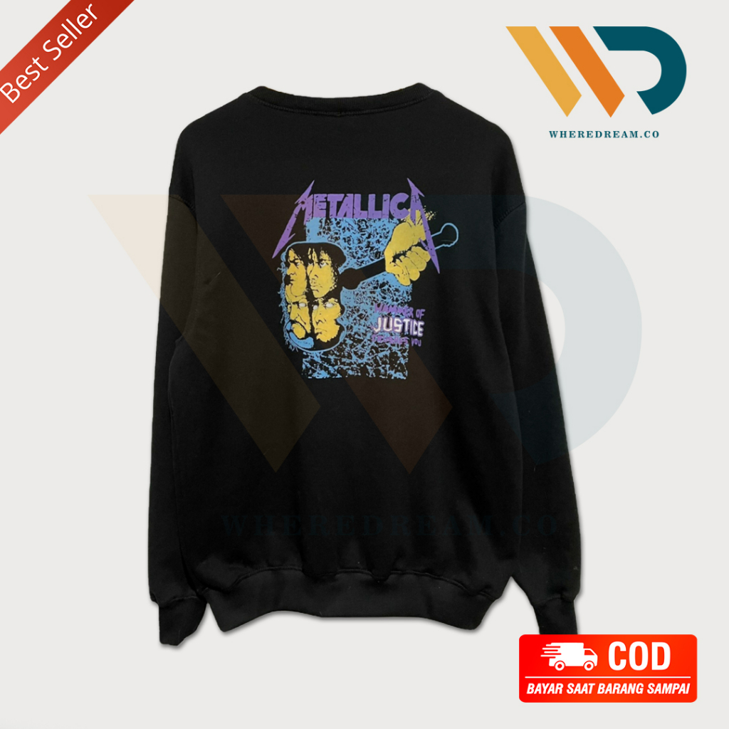 Crewneck HNM METALLICA JUSTICE DAMAGED JACKET HNM SWETER HM METALLICA UNISEX ผู้ชายผู้หญิง HOODIE HN