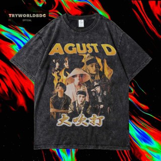 Tryworldbdg เสื้อยืด แขนสั้น พิมพ์ลาย "AGUST D" อย่างเป็นทางการ | เสื้อเชิ้ต ซักได้ | หินล้างทําความสะอาด | เสื้อยืด ขนาดใหญ่ | เสื้อยืด ลาย Agust D WASHING VINTAGE