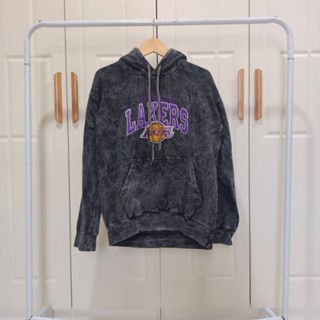 เสื้อแจ็กเก็ตกันหนาว มีฮู้ด ปักลาย Nba Lakers สําหรับผู้ชาย