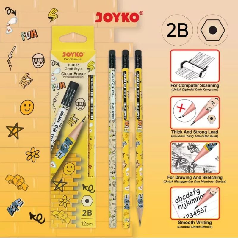 ดินสอเหลา 2B / ดินสอเหลา 2B Joyko Graff P-8133 - เครื่องเขียนแห่งความสุข