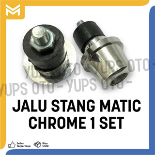 Jalu UNIVERSAL CROME Duck MATIC แฮนด์มือจับรถจักรยานยนต์ ซ้าย ขวา สําหรับ JALU CHROME CROM MATIK Duck UNIVERSAL FINO NMAX AEROX XMAX MIO SPORTY MIO SOUL MIO M3 2 คู่ Supra JUPITER VEGA Pcx ADV ฯลฯ