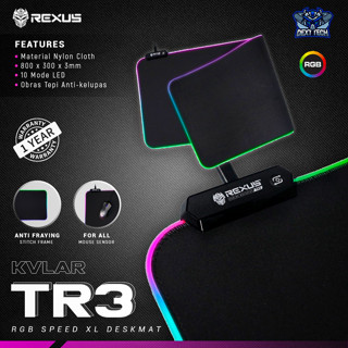 Rexus Kvlar TR3 RGB แผ่นรองเมาส์เล่นเกม ความเร็ว XL