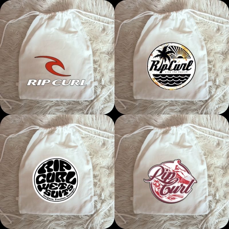 Putih Ripcurl สีขาว Drawstring กระเป๋าพรีเมี่ยมผ้าใบหนาวัสดุ/Ripcurl Distro สีขาว Drawstring กระเป๋า