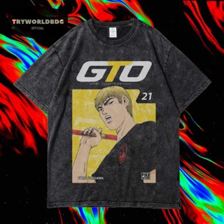 เสื้อยืด พิมพ์ลาย Tryworldbdg OFFICIAL "GTO" | เสื้อเชิ้ต ซักได้ | หินล้าง | เสื้อยืด ขนาดใหญ่ | เสื้อยืด GTO T21 TORU FIJUSAWA WASHING VINTAGE TEE