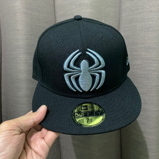 ใหม่ หมวกแก๊ป ลายโลโก้ Marvel spiderman 59Fifty สีเทา สไตล์คลาสสิก