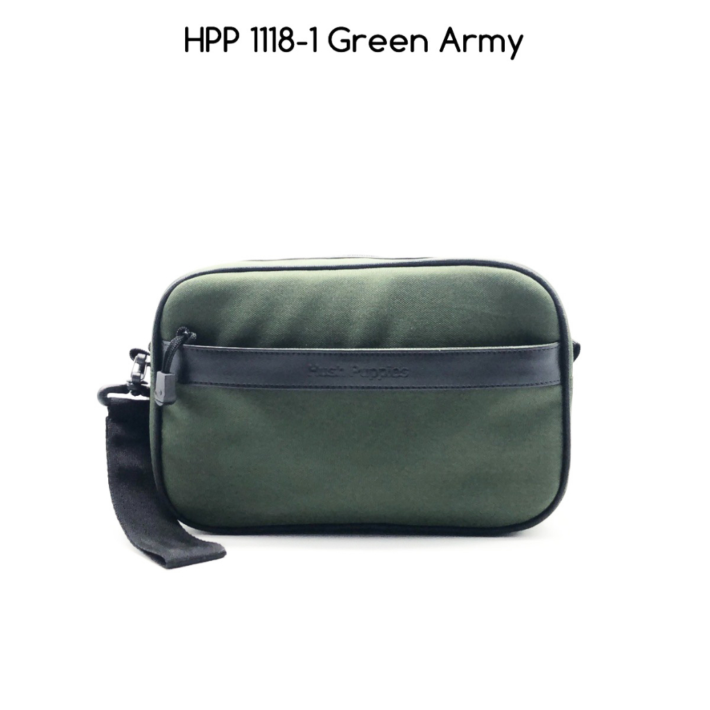 HUSH PUPPIES Hush puppy Men 's Bag 1118-1 สีเขียวกองทัพคุณภาพพรีเมี ่ ยมสามารถสลิงและคลัทช ์
