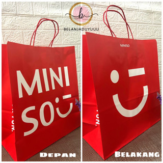 Miniso ถุงกระดาษ สีแดง ของแท้ ร้านค้าใหม่