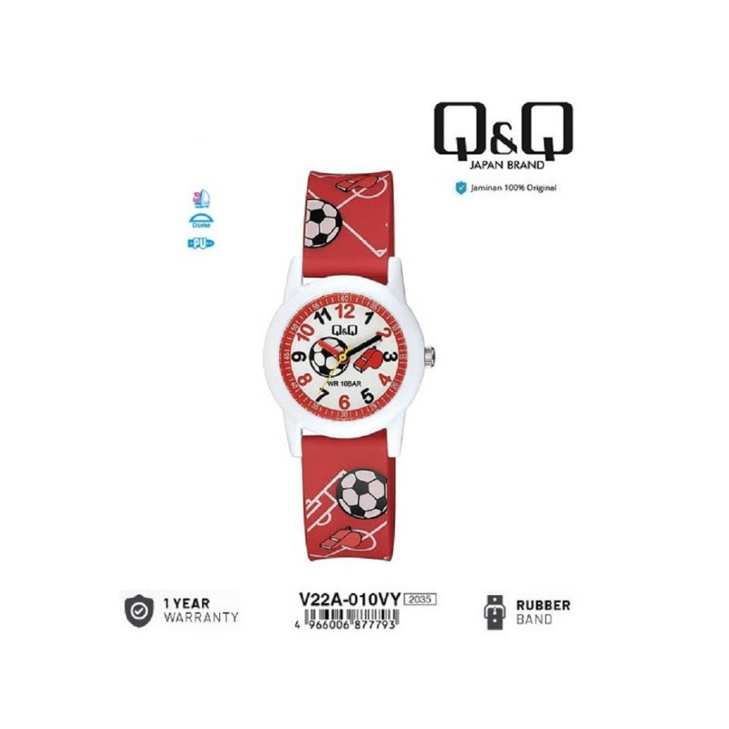 Q&Q ORIGINAL QQ QNQ V22 V22A V22A-010VY นาฬิกากันน้ําพร้อมสายรัดยาง