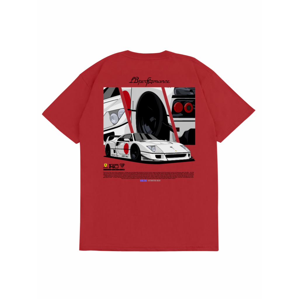 GILAN เสื้อยืด Distro รถ Unisex ภาพ FERRARI F40 LIBERTY เดิน LBWK ยานยนต์ JDM LBWK