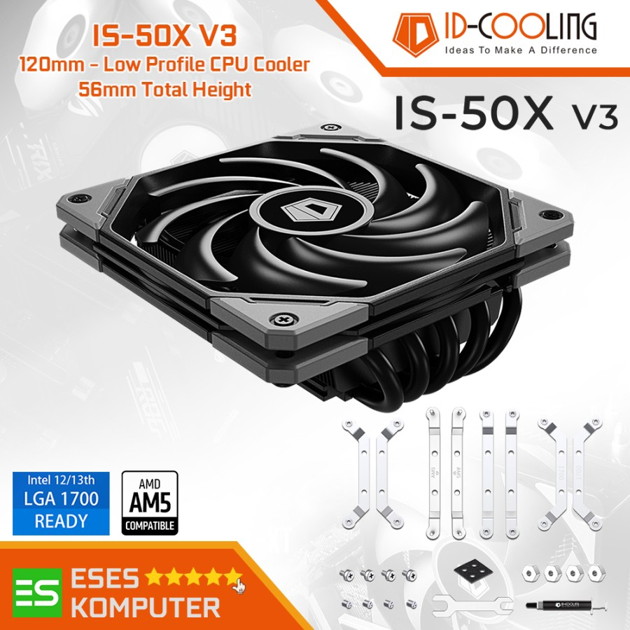 ID-COOLING IS-50X V3 สีดํา | HSF คูลเลอร์ซีพียูโปรไฟล์ต่ํา Intel / AMD