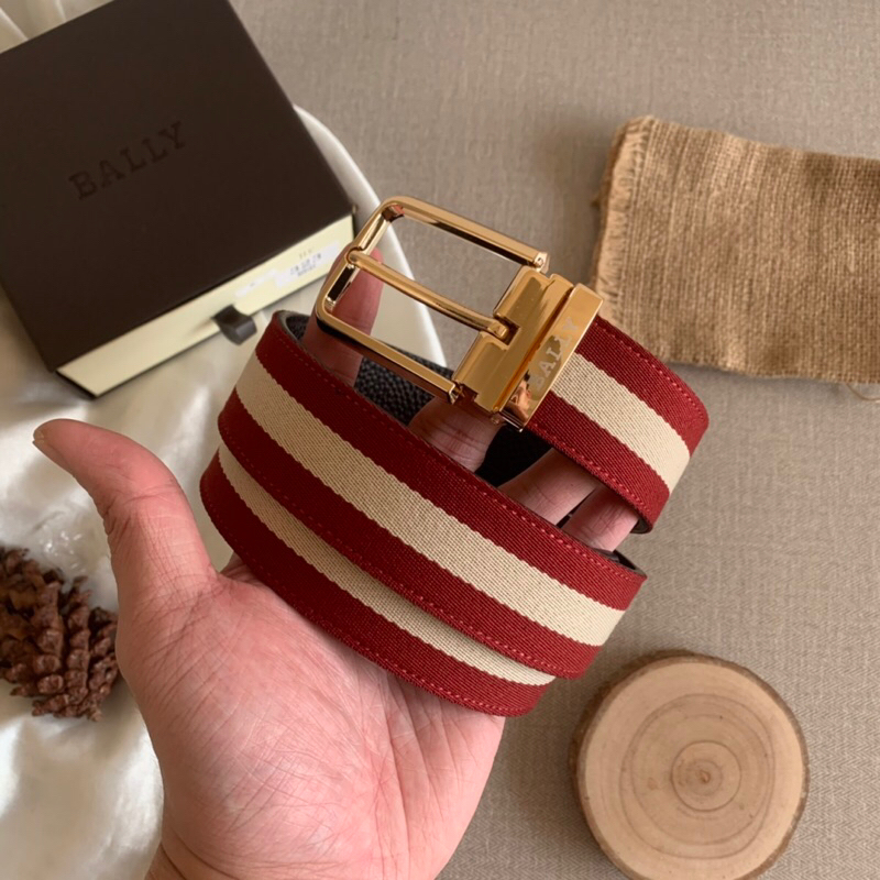 เข็มขัดหัวเข็มขัด BALLY STRAP CANVAS LEATHER Mens BELT IMPORTED PREMIUM AAA QUALITY FREE BOX