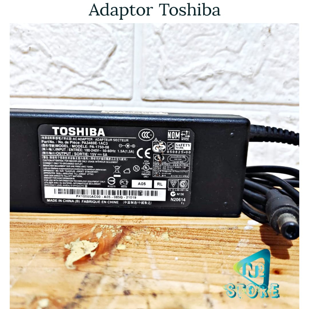 Toshiba อะแดปเตอร์ 75W 15V 5A PA3469E-1AC3 ดาวเทียม โน้ตบุ๊ก ของแท้