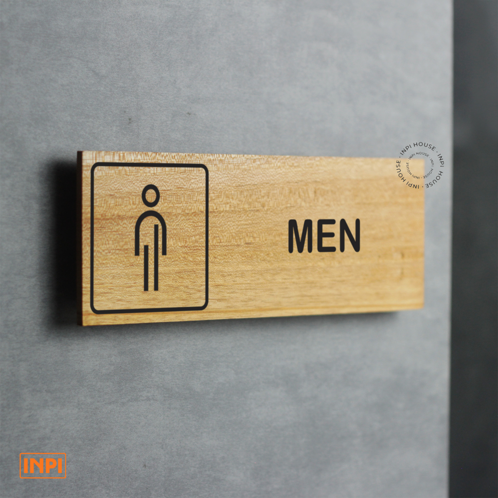 Kayu Inpi - สติ๊กเกอร์ห้องน้ําผู้ชายป้ายมะฮอกกานี