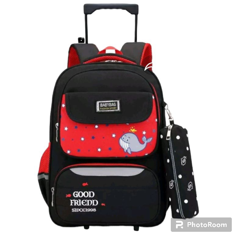 DBS Trolley Backpack with Whale Wheels for Elementary School Girls