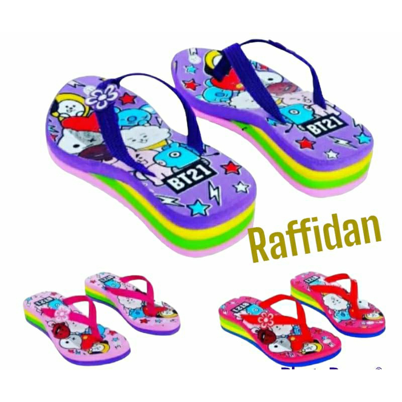 Bt21 WEDGES SANDALS RAINBOW HIGH HEELS รองเท้าแตะ CHILDRENS