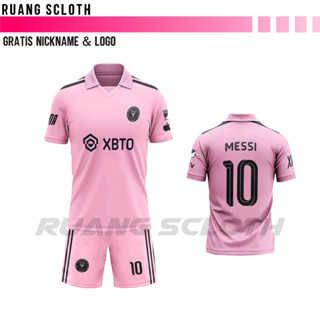 ใหม่ เสื้อกีฬาแขนสั้น ลายทีม Inter Miami Home Jersey 2023/2024 Free Post Name And Back Number