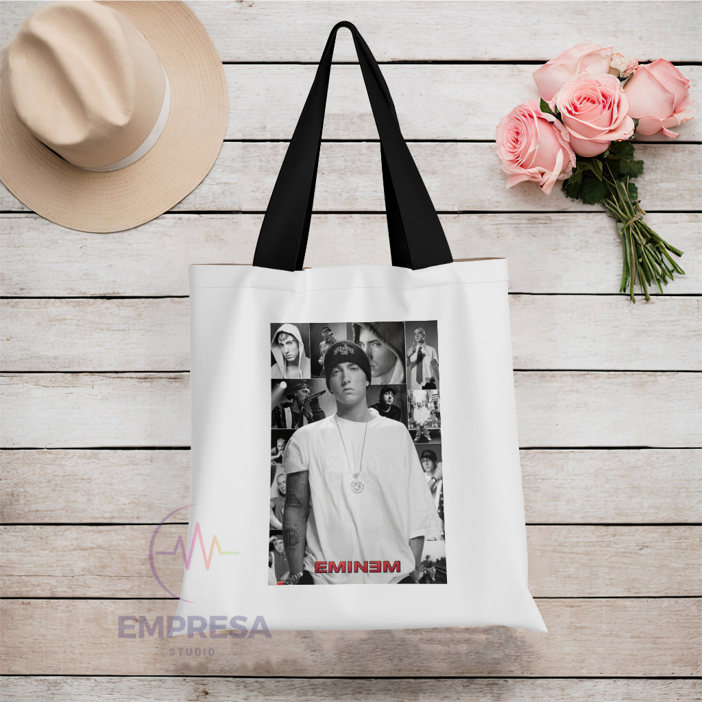 Eminem Multicolor Photo Paper Print โปสเตอร์การถ่ายภาพผ้าใบโพลีเอสเตอร์ Tote Bag