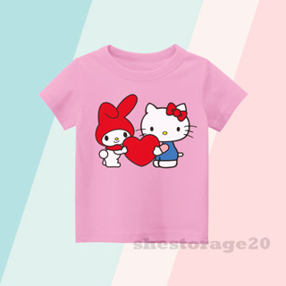 เสื้อยืด พิมพ์ลาย MY MELODY HELLO KITTY น่ารัก สําหรับเด็กผู้หญิง