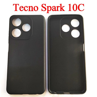 เคสนิ่ม เนื้อแมตต์ สีดํา สําหรับกล้อง TECNO SPARK 10c