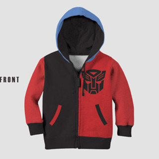 Optimus Prime Transformers เสื้อแจ็กเก็ต แบบนิ่ม แบบหนา พิมพ์ลายโลโก้ สําหรับเด็ก