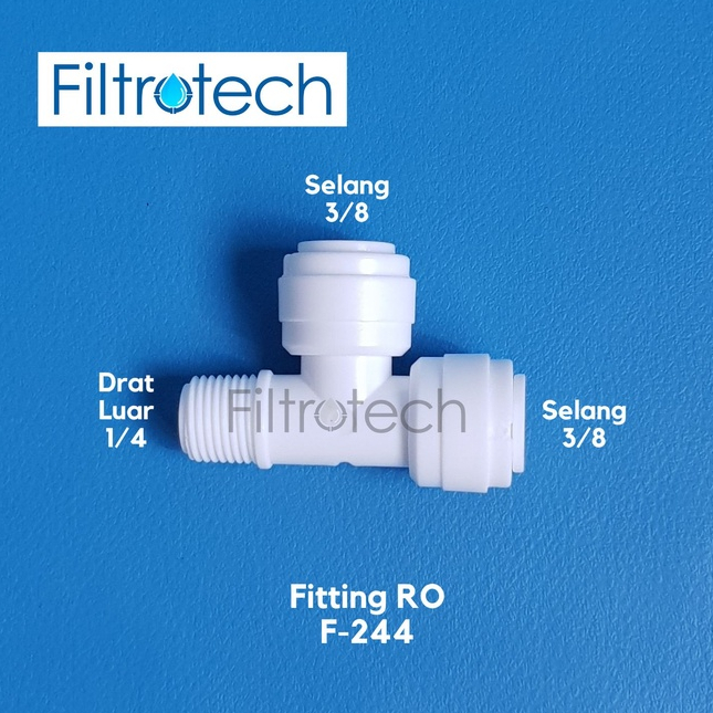 RO Tee Fitting 3/8 - 3/8 ท่อ - 1/4 ด้ายภายนอก - F244