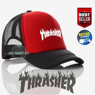 Thrasher หมวกตาข่าย ลายโลโก้นิตยสาร Distro สีขาว คุณภาพดี สําหรับผู้ชาย และผู้หญิง เล่นเซิร์ฟสเก็ต