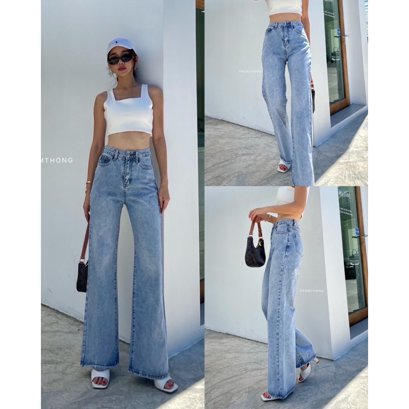 PTJ3303 กางเกงยีนส์สตรีสูง PROMTHONG นําเข้าจาก BANGKOK
