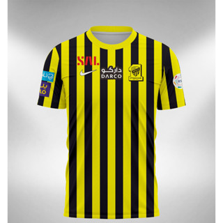 เสื้อกีฬาแขนสั้น ลายทีมชาติฟุตบอล Jersey Al Ittihad FC Saudi 2022 2023