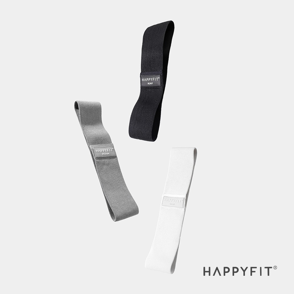 Happyfit [ฟรีกระเป๋า] 3 in 1 Resistance Hip Band Sets Monochrome Series - Anti Slip Band Squat