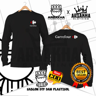 ใหม่ Carrefour เสื้อยืดแขนยาว ผ้าฝ้าย ลายโลโก้ v2 Distro Combed 30s - Arsakha