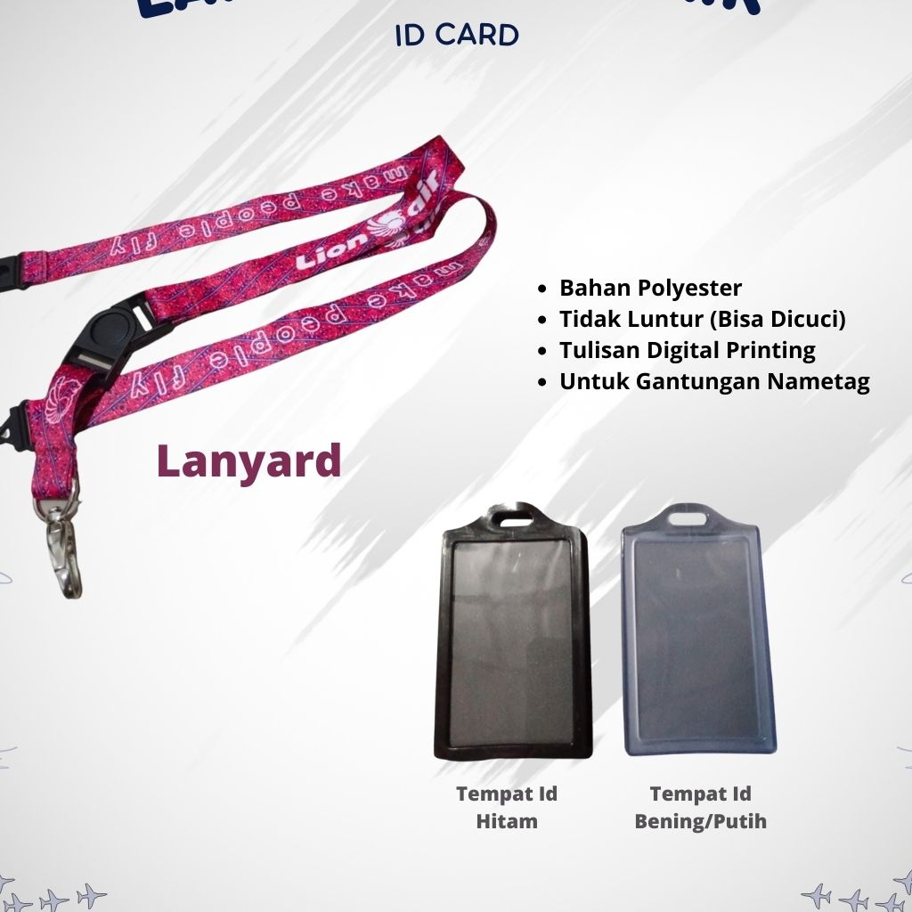 GANTUNGAN Lion Air Group 2 ซม.ต้นฉบับ + 2 ช่อง ID COVER Office ID hanger / ID Card Lanyard ANTI-FADE