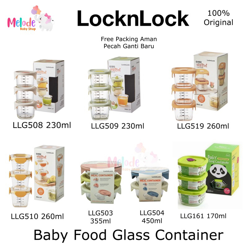 Lock n Lock Baby Food Container MPASI set 230ml บรรจุ 3 ชิ้น SILICON CAP