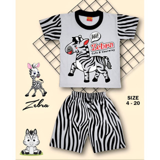 เสื้อยืด พิมพ์ลายม้าลาย ZEBRA สําหรับเด็กผู้ชาย อายุ 1-10 ปี