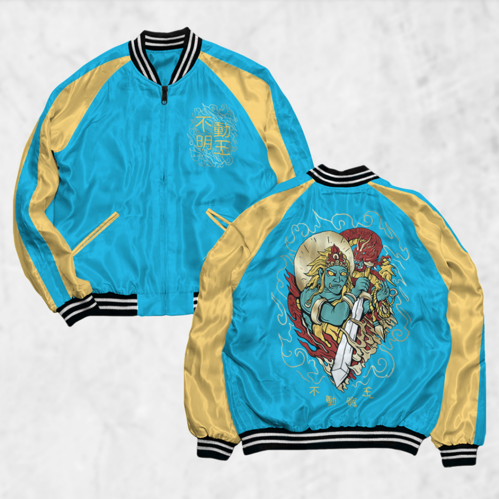 Risrus เครื่องแต่งกาย Sukajan FUDO Sukajan เสื้อแจ็คเก็ต Motif ผู้ชายผู้หญิง Distro Unisex Outwear เ